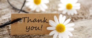 Thank you label with daisies